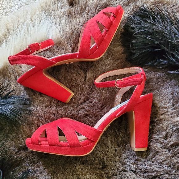 lulu hun Shoes Lulu Hun Retro Chunky Jemima Red Strappy High Block